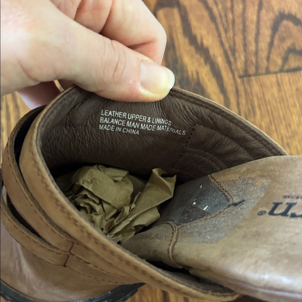 Born Scarlet II Distressed Brown Leather Wedge Mules, Size 8/39 - Picture 5 of 13